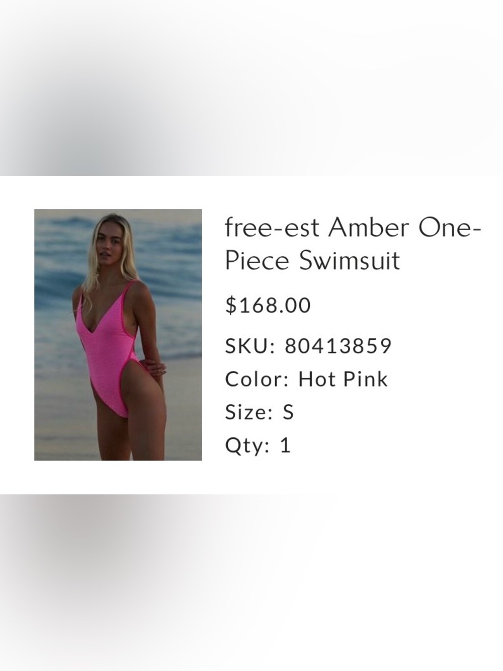 Free People Amber One Piece Swimsuit, size S/P
